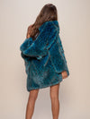 Female Wearing Classic Ice Leopard Faux Fur Coat