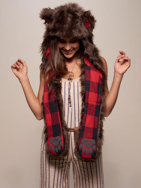 SpiritHoods Faux Fur Bear Hood Scarf Hat Paw Pockets Festival Cozy Costume Amazon.com: Winter Animal Hat Faux Fur Hooded Scarf Cute  main image 4