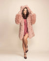 Top-rated Festival Fashion: a women's pink Mongolian-style fake fur coat with feline ears and a relaxed fit.