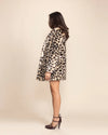 Top-rated festival fashion: a women's leopard print collared coat with 4 functional pockets and peacoat buttons.