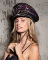 Women's Festival Hat - Captain Hat | Red Sequin Leopard