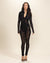 Black Snakeskin Flocked Mesh Full Bodysuit | Women's