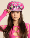 Women's Festival Hat - Captain Hat | Sequin Pink Flamingo