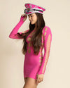 Women's Festival Hat - Captain Hat | Sequin Pink Flamingo