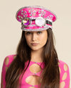 Women's Festival Hat - Captain Hat | Sequin Pink Flamingo