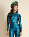 Women's Festival Hat - Captain Hat | Sequin Blue Green Hummingbird