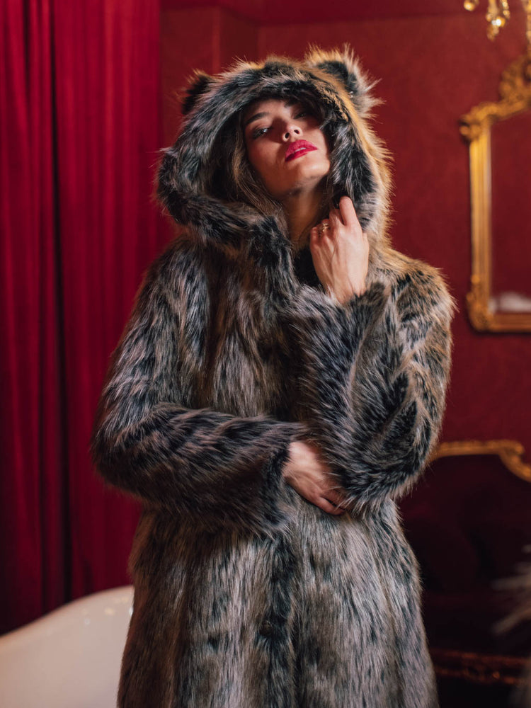 Wolf Faux Fur Women's Coat with Hood | SpiritHoods