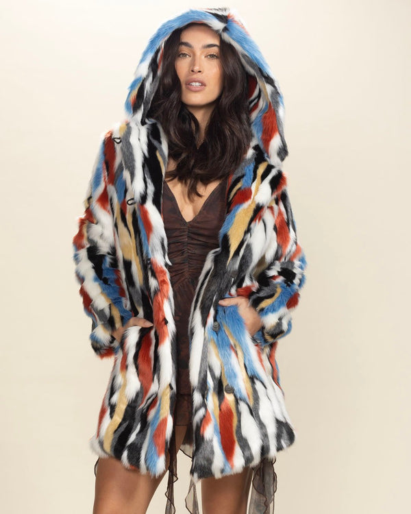Luxury Long Hooded Faux Fur Coat
