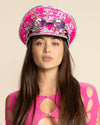 Women's Festival Hat - Captain Hat | Sequin Pink Flamingo