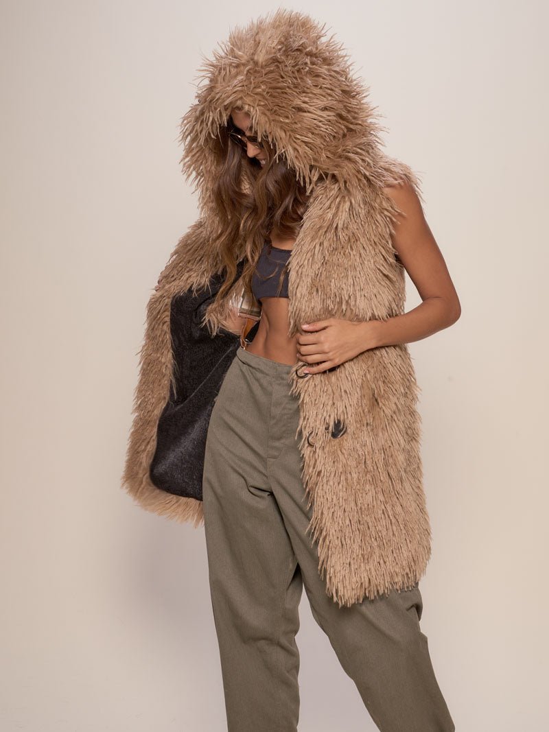 Tan Alpaca Faux Fur Vest on Female