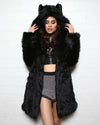 Classic Women's Faux Fur Coat | Black Wolf