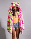 Classic Women's Faux Fur Coat | Neon Fiesta Cat