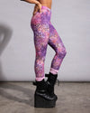 Top-rated festival fashion: women's sheer burnout velvet festival leggings showcasing a colorful animal print pattern.