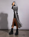 Bold streetwear style: a women’s glam snakeskin sequin kimono robe perfect for concerts and summer music festivals.
