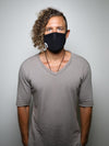 Man wearing Black Wolf Cloth Face Mask, front view