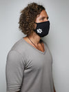 Man wearing Black Wolf Cloth Face Mask, side view 1