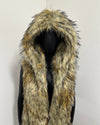 *Last Stock* Hooded Faux Fur Vest | Golden Jackal - Medium