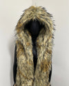 *Last Stock* Hooded Faux Fur Vest | Golden Jackal - Medium