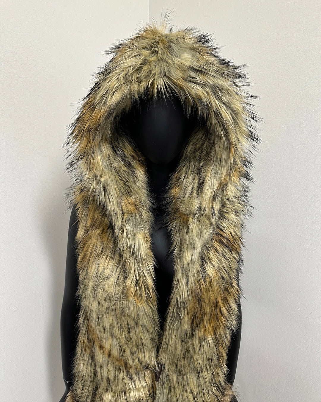 *Last Stock* Hooded Faux Fur Vest | Golden Jackal - Medium