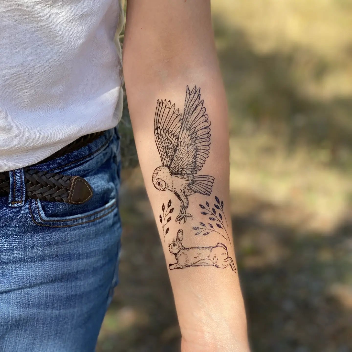 Owl & Rabbit Temporary Tattoo