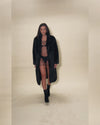 Women's Long Faux Fur Coat | Black Serval