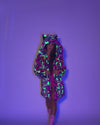 Classic Women's Pink & Blue Faux Fur Coat | Neon Disco Cat