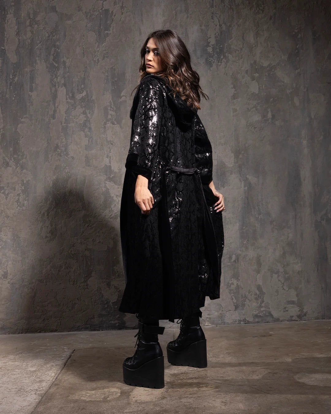 black sequin kimono dress Black Sequin Kimono Duster: Festival Rave Party Dress