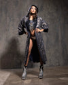 Women's Silver Sequin Kimono | Blue Denim Leopard