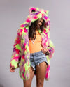 Classic Women's Faux Fur Coat | Neon Fiesta Cat