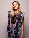 Woman wearing faux fur Fair Bunny CE SpiritHood, front view 4