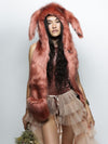 Hooded Faux Fur with Rose Quartz Bunny Design