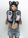 Limited Edition Night Fox Galaxy Hooded Faux Fur on Female Model