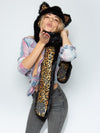 Woman wearing Faux Fur Black Cat Collector Edition SpiritHood, front view 4