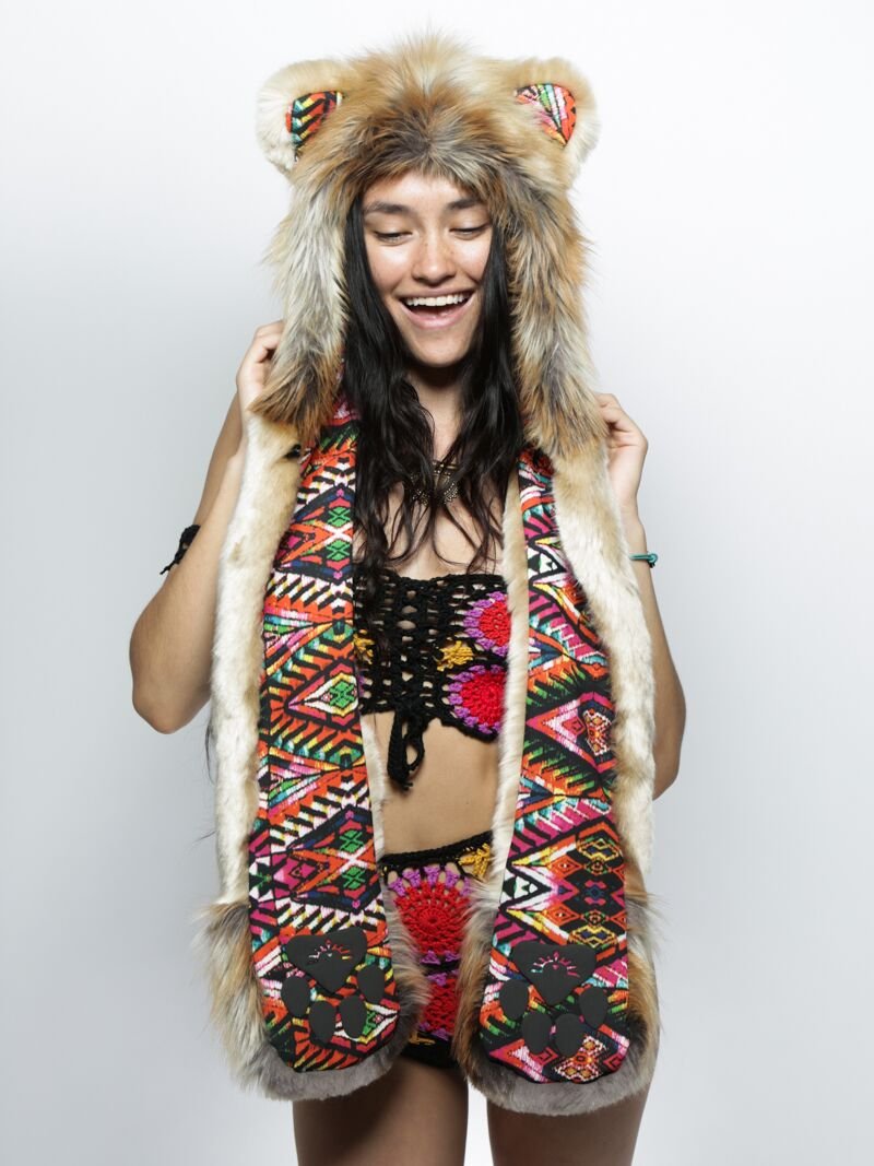 Woman Wearing Collector Edition Rangoli Lion SpiritHood