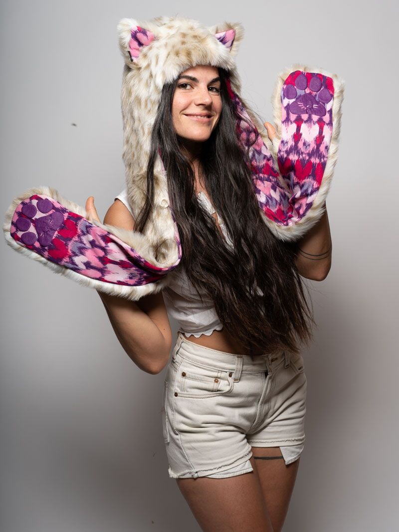 Ivory and Beige Limited Edition Snow Leopard SpiritHood on Female