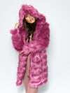 Woman Wearing Rose Finch Collector Edition Faux Fur Coat