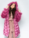 Rose Finch Collector Edition Faux Fur Coat with Hood on Woman