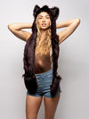 Female Wearing CE Sangria Wolf SpiritHood 