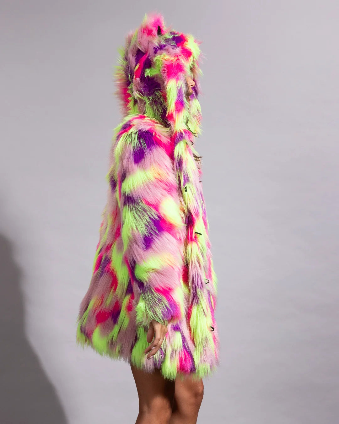Classic Women's Faux Fur Coat | Neon Fiesta Cat