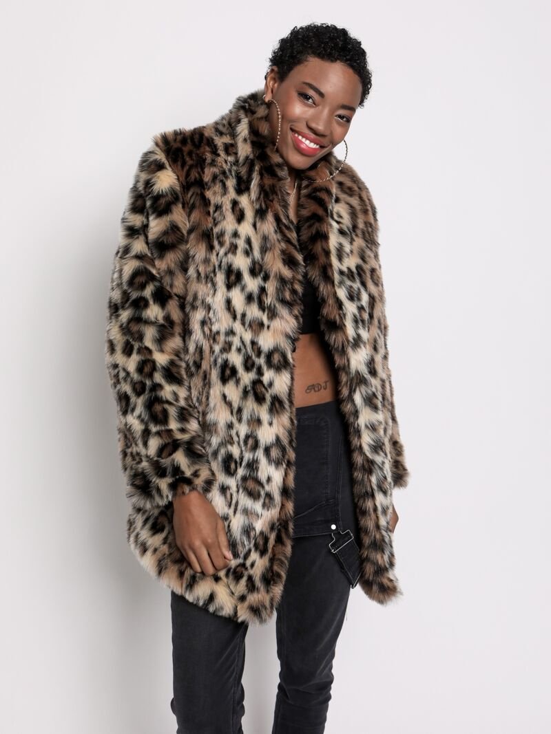 SpiritHoods Faux Fur Womens Coat Leopard