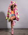 Classic Women's Faux Fur Coat | Neon Fiesta Cat