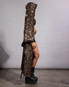 Bronze and gold leopard festival kimono designed with lightweight materials for dancing and ease of movement.