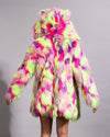 Classic Women's Faux Fur Coat | Neon Fiesta Cat