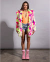 Classic Women's Faux Fur Coat | Neon Fiesta Cat