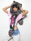 Grey Mystic Wolf Floral Collectors SpiritHood on Female