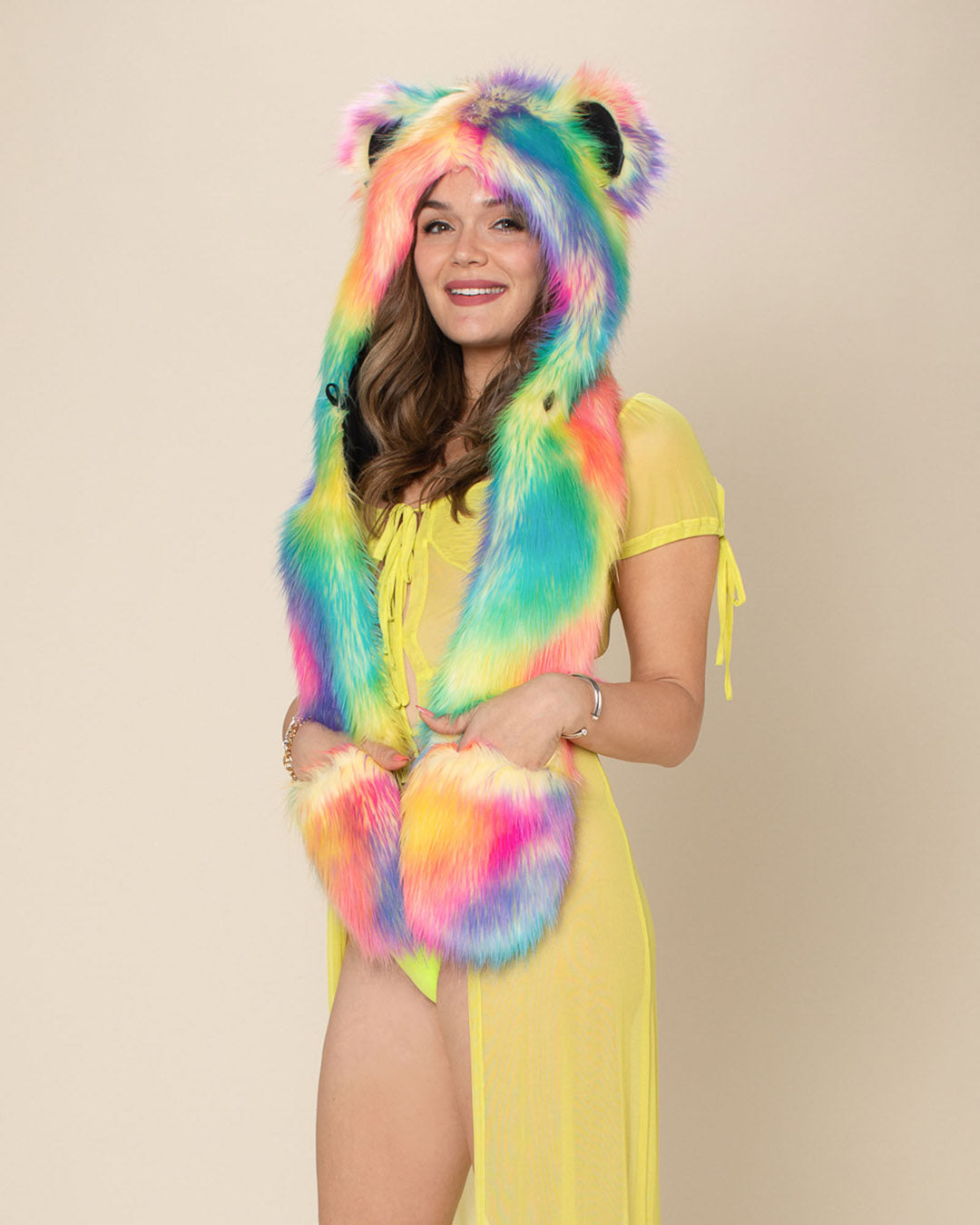 Rainbow Bear Collector Edition Faux Fur Hood | Women&#39;s