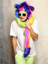 Man wearing faux fur Magic Bear SpiritHood, front view 3