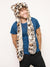Man wearing Clouded Leopard Faux Fur Hood, front view 2