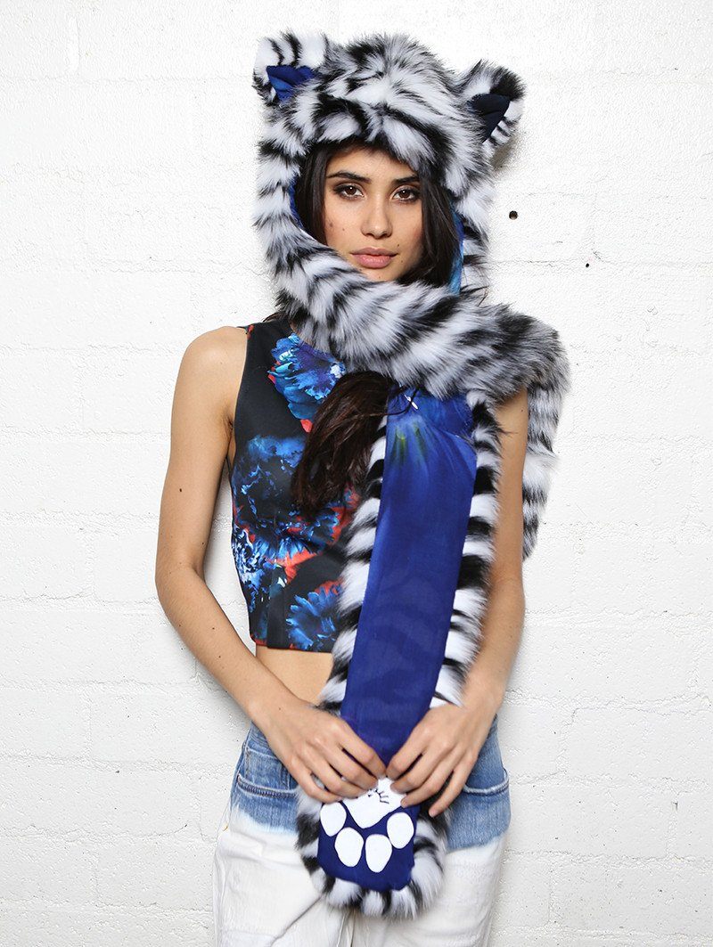 Oceana White Tiger Hooded Faux Fur