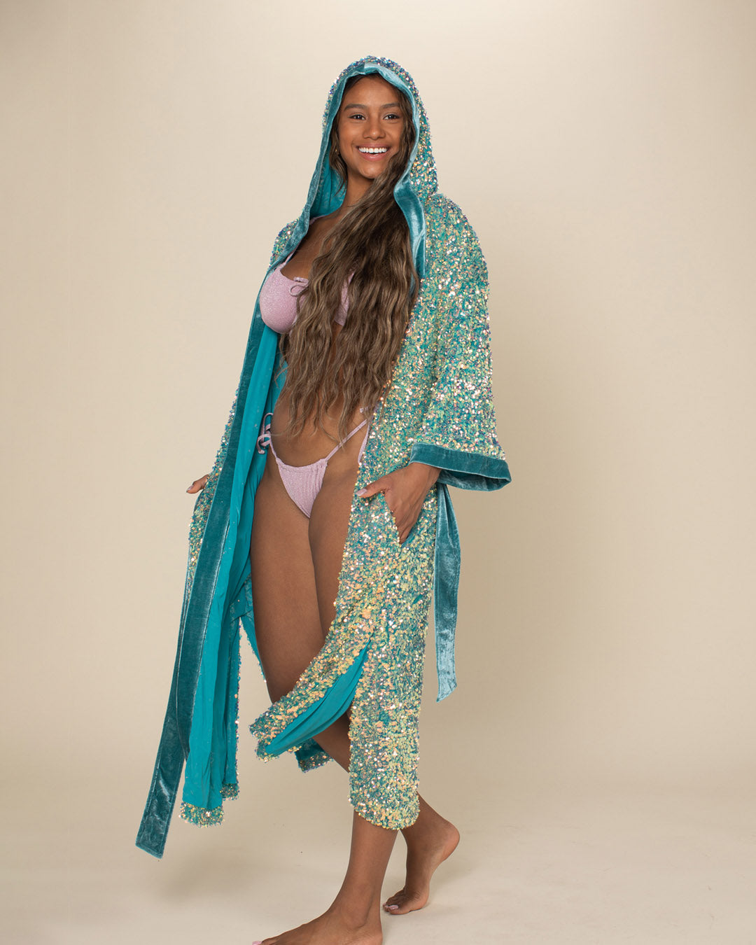 Firefly of the Sea Hooded Sequin Kimono | Women&#39;s